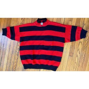 Forelli Sweater Womens 3X Moda Internazionale Crewneck Black Red Stripe